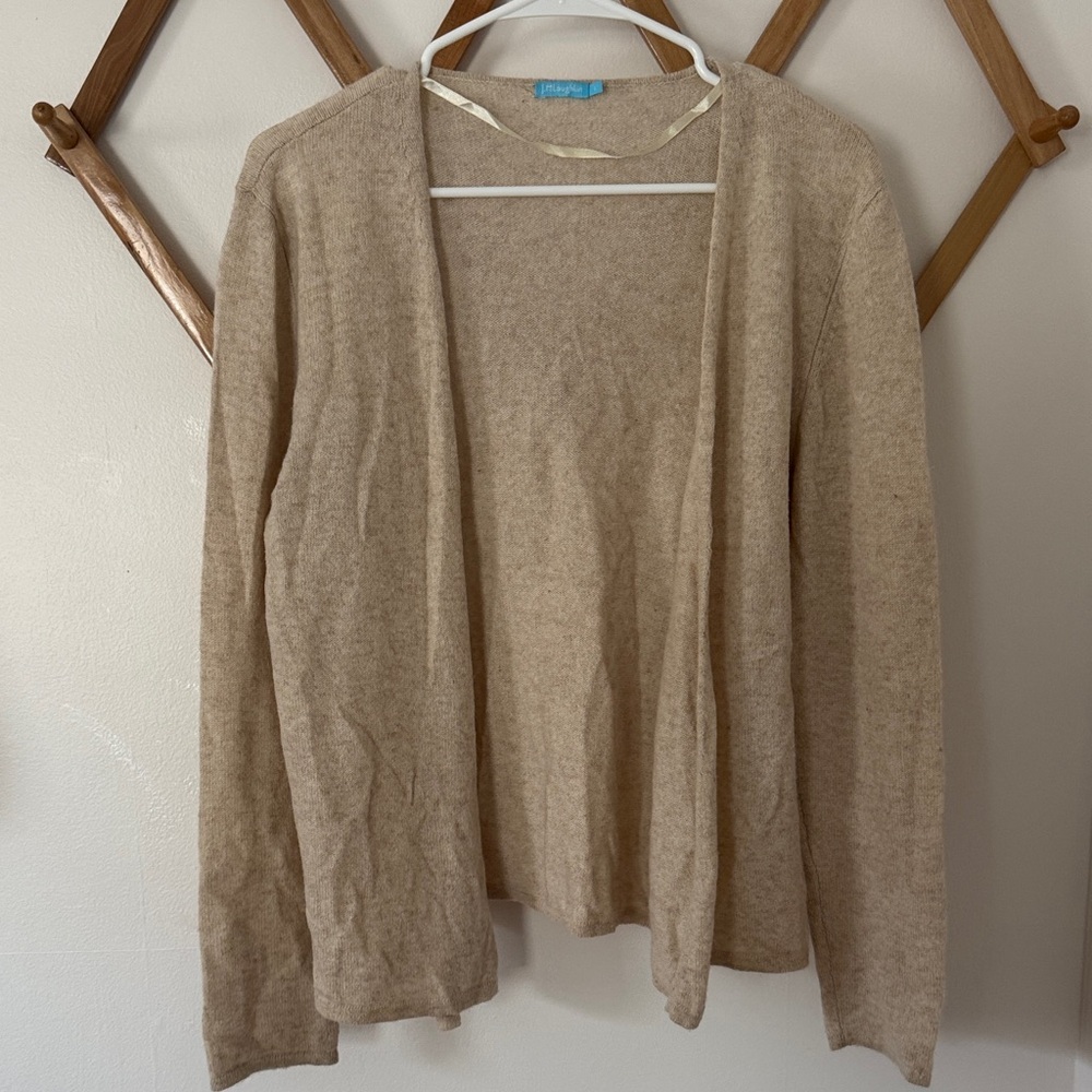 J. McLaughlin Beige Cardigan Sweater 100% cashmere size Large